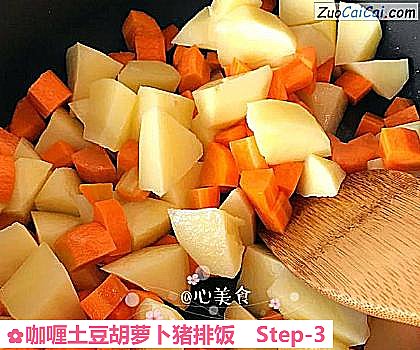 咖喱土豆胡萝卜猪排饭做法第三步骤