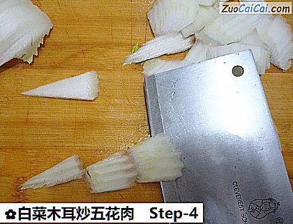 白菜木耳炒五花肉做法第四步骤