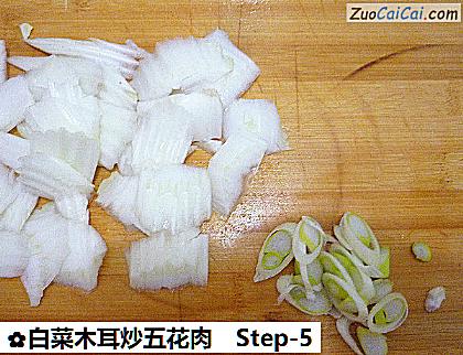 白菜木耳炒五花肉做法第五步骤