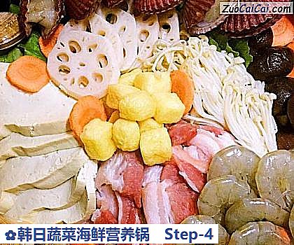 韩日蔬菜海鲜营养锅做法第四步骤