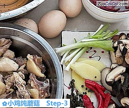 小鸡炖蘑菇做法第三步骤