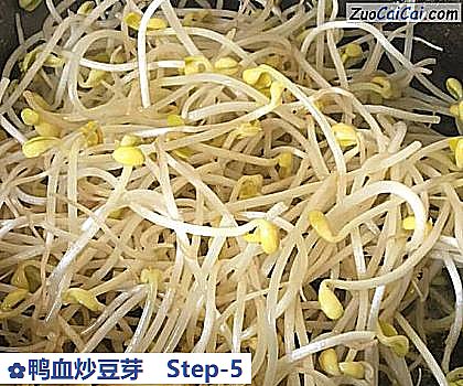 鸭血炒豆芽做法第五步骤