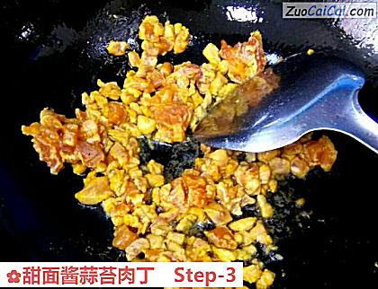 甜面酱蒜苔肉丁做法第三步骤
