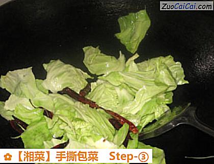 手撕包菜做法第三步骤