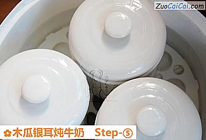 木瓜银耳炖牛奶做法第五步骤