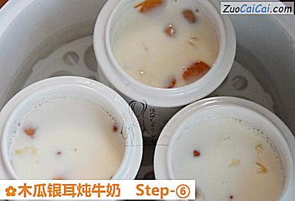 木瓜银耳炖牛奶做法第六步骤