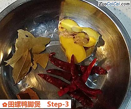 田螺鸭脚煲做法第三步骤