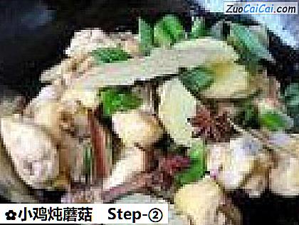 小鸡炖蘑菇做法第二步骤