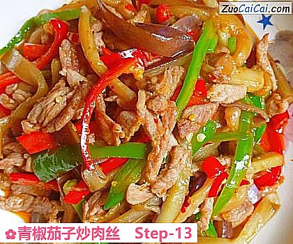 青椒茄子炒肉丝做法第十三步骤