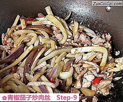 青椒茄子炒肉丝做法第九步骤