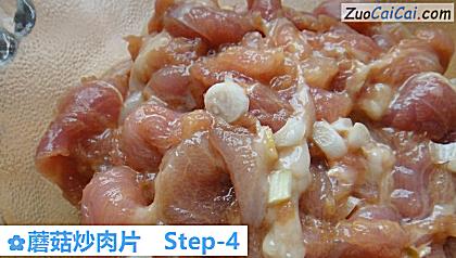 蘑菇炒肉片做法第四步骤