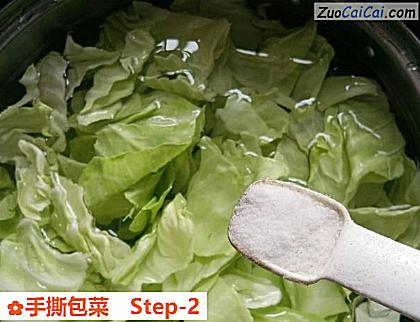 手撕包菜做法第二步骤
