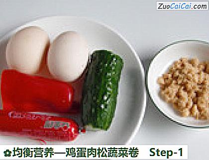 鸡蛋肉松蔬菜卷做法第一步骤