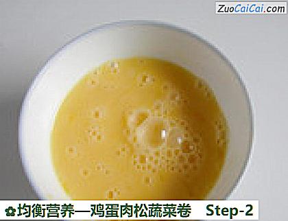 鸡蛋肉松蔬菜卷做法第二步骤