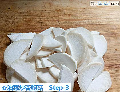 油菜炒杏鲍菇做法第三步骤