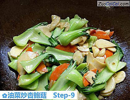 油菜炒杏鲍菇做法第九步骤