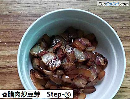 腊肉炒豆芽做法第三步骤