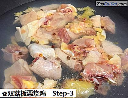 双菇板栗烧鸡做法第三步骤