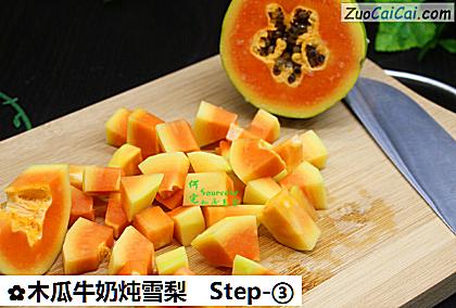 木瓜牛奶炖雪梨做法第三步骤