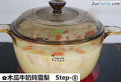 木瓜牛奶炖雪梨做法第六步骤