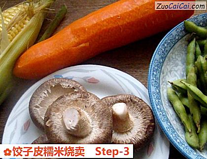 饺子皮糯米烧卖做法第三步骤