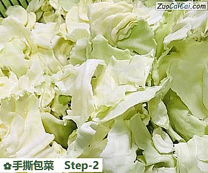 手撕包菜做法第二步骤