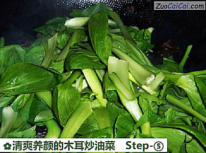 清爽养颜的木耳炒油菜做法第五步骤