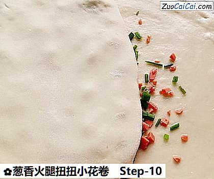 葱香火腿扭扭小花卷做法第十步骤