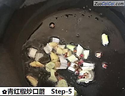 青红椒炒口蘑做法第五步骤