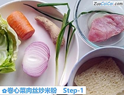 卷心菜肉丝炒米粉做法第一步骤