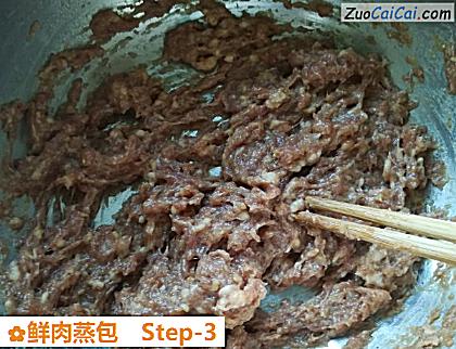 鲜肉蒸包做法第三步骤