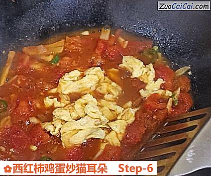 西红柿鸡蛋炒猫耳朵做法第六步骤