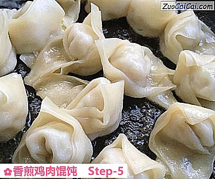 香煎鸡肉馄饨做法第五步骤