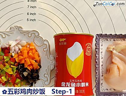 五彩鸡肉炒饭做法第一步骤