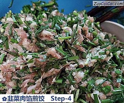 韭菜肉馅煎饺做法第四步骤