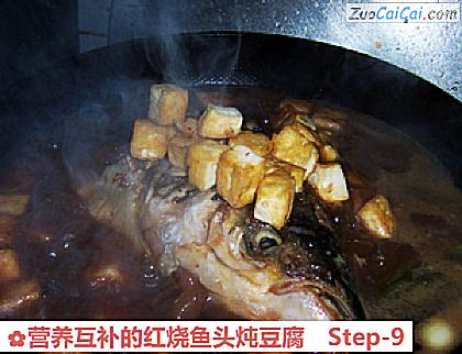 营养互补的红烧鱼头炖豆腐做法第九步骤