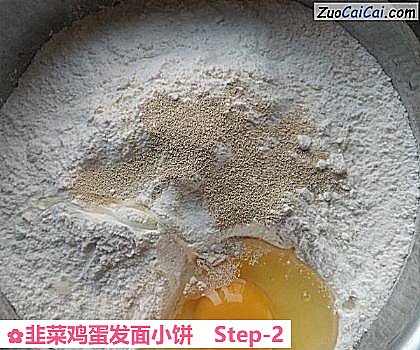 韭菜鸡蛋发面小饼做法第二步骤