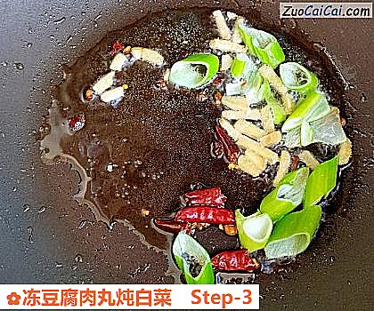 冻豆腐肉丸炖白菜做法第三步骤