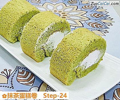 抹茶蛋糕卷做法第二十四步骤