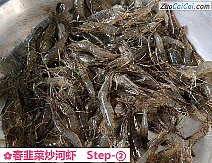 春韭菜炒河虾做法第二步骤