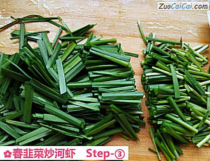 春韭菜炒河虾做法第三步骤