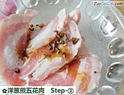 洋葱煎五花肉做法第三步骤