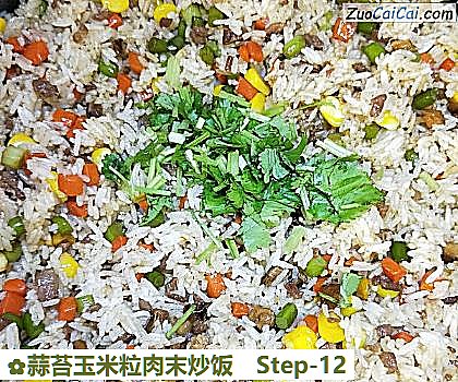 蒜苔玉米粒肉末炒饭做法第十二步骤