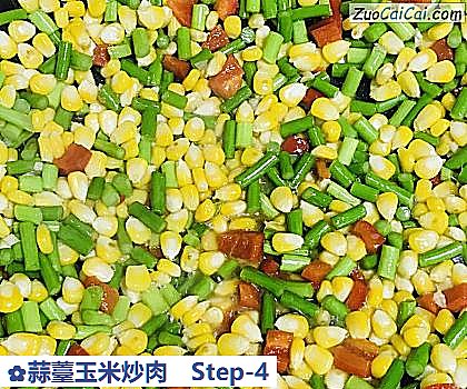 蒜薹玉米炒肉做法第四步骤