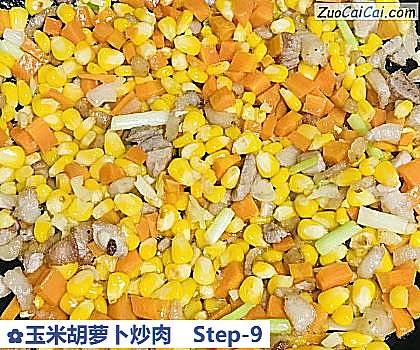 玉米胡萝卜炒肉做法第九步骤