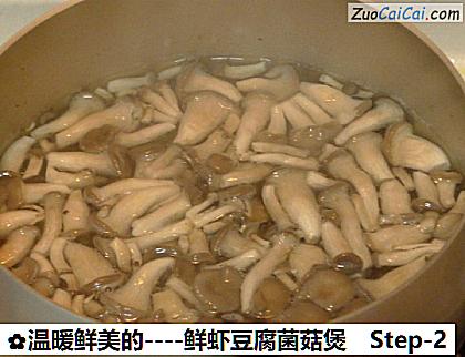 鲜虾豆腐菌菇煲做法第二步骤
