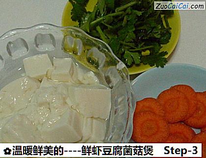 鲜虾豆腐菌菇煲做法第三步骤