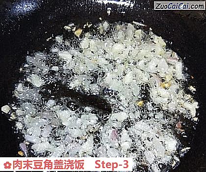 肉末豆角盖浇饭做法第三步骤