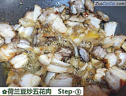 荷兰豆炒五花肉做法第三步骤