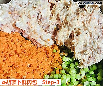 胡萝卜鲜肉包做法第三步骤